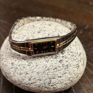 Seiko Silver and Gold Rectangular Watch